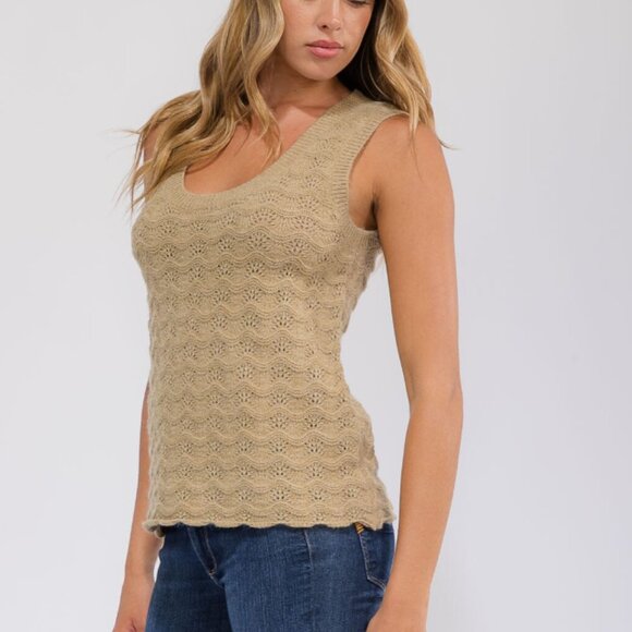 NWT Hem & Thread Neutral Crochet Tank Top - Picture 3 of 4